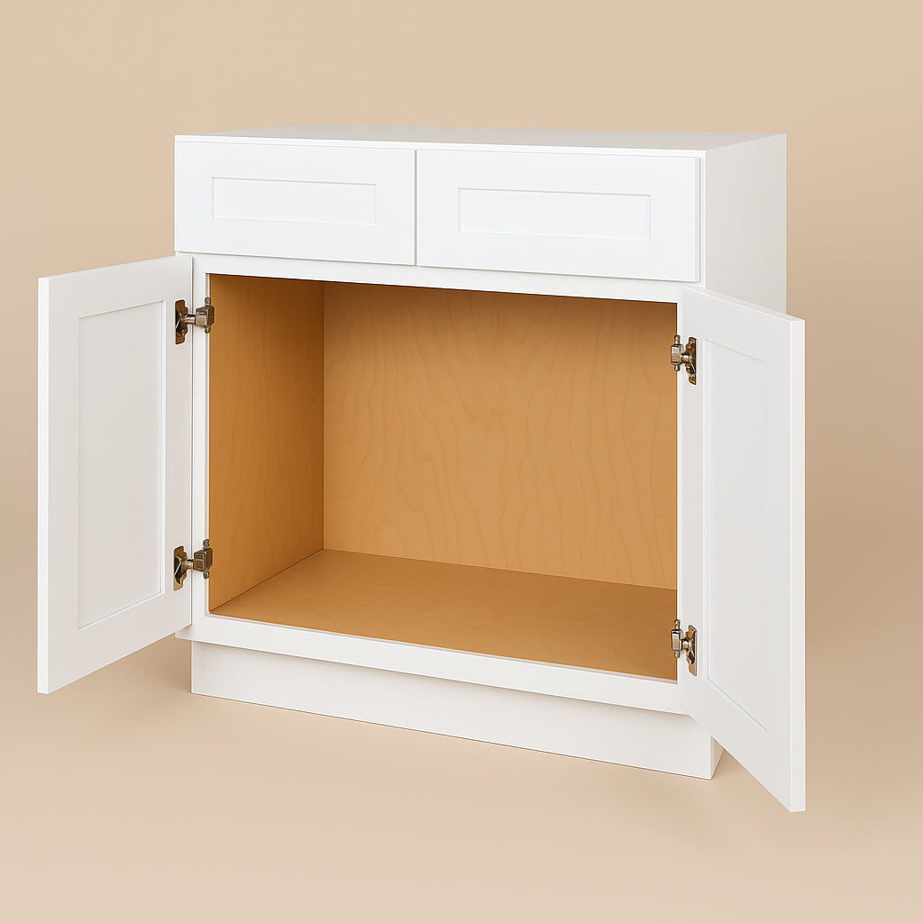 HOMEIBRO White Shaker Style Sink Base Cabinet - 30 in. x 34.5 in. x 24 in.