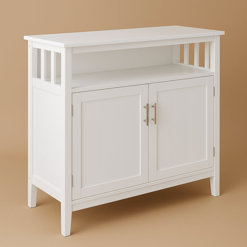 Tileon White MDF Kitchen Cabinet Sideboard - 39.96 in. W x 15.75 in. D x 34.25 in. H
