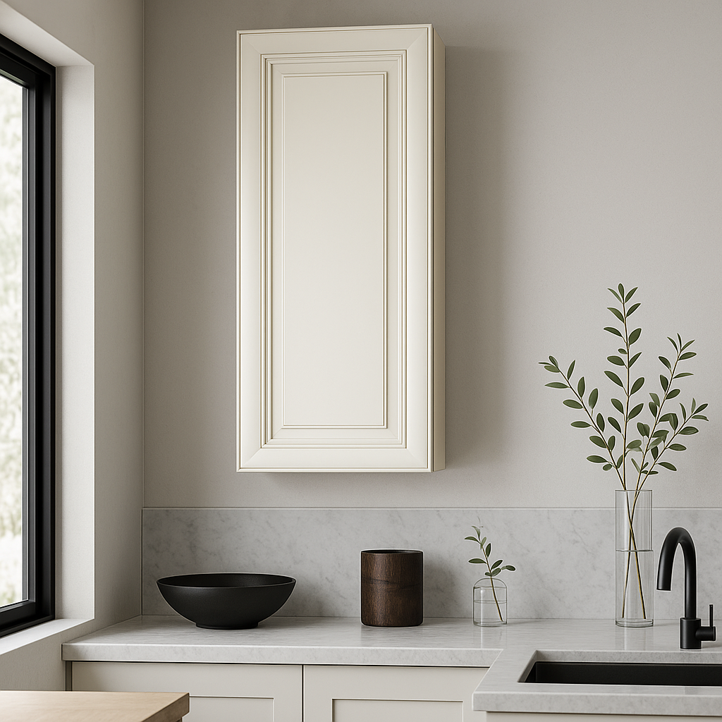 Plywell Antique White Single Door Wall Cabinet - Ready to Assemble