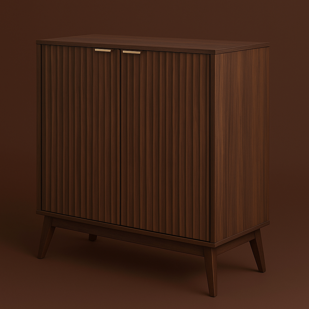 QueenFun Walnut Sideboard Buffet Cabinet with Adjustable Shelves, 31.5" W x 15.75" D x 34.45" H