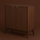 QueenFun Walnut Sideboard Buffet Cabinet with Adjustable Shelves, 31.5" W x 15.75" D x 34.45" H
