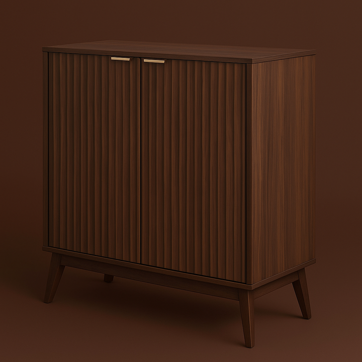 QueenFun Walnut Sideboard Buffet Cabinet with Adjustable Shelves, 31.5" W x 15.75" D x 34.45" H