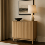 QueenFun Cabinson Natural Oak Sideboard Buffet Cabinet with Adjustable Shelves