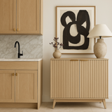 QueenFun Cabinson Natural Oak Sideboard Buffet Cabinet with Adjustable Shelves