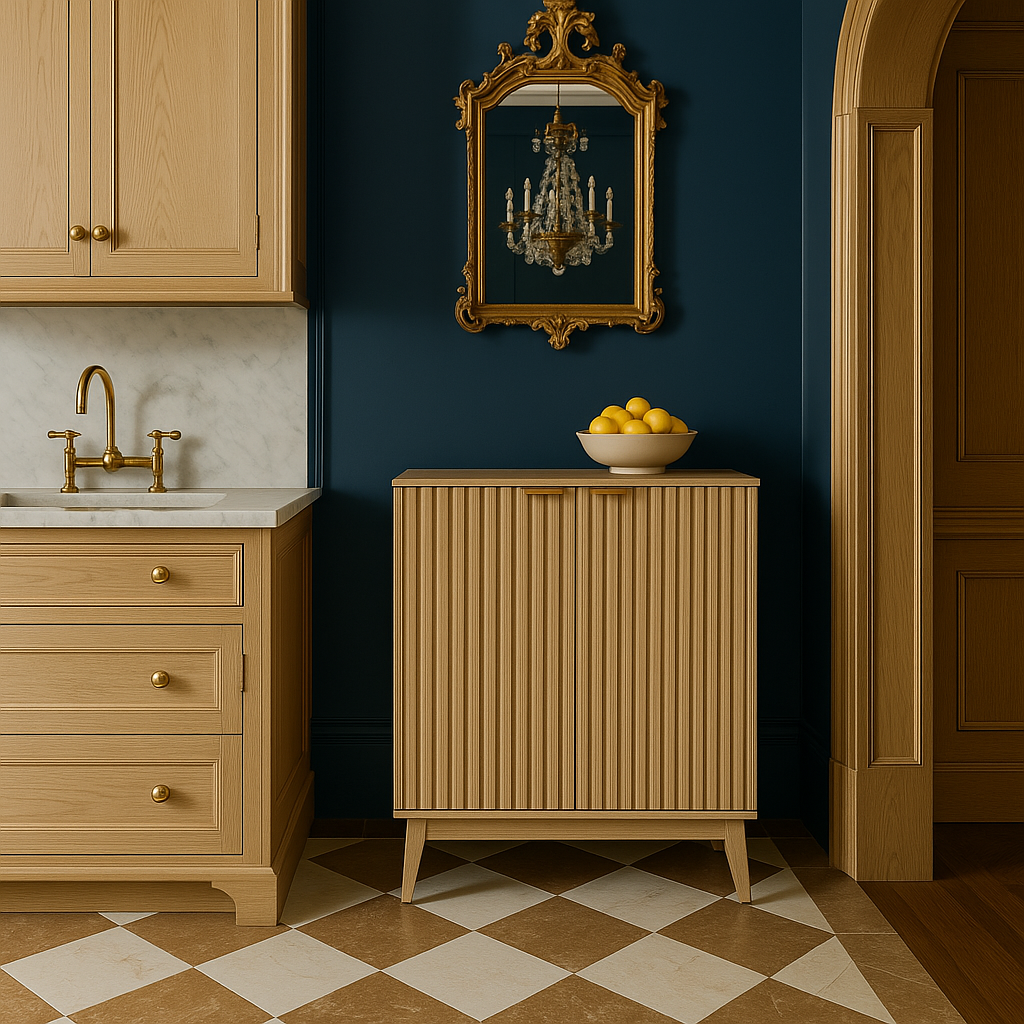 QueenFun Cabinson Natural Oak Sideboard Buffet Cabinet with Adjustable Shelves