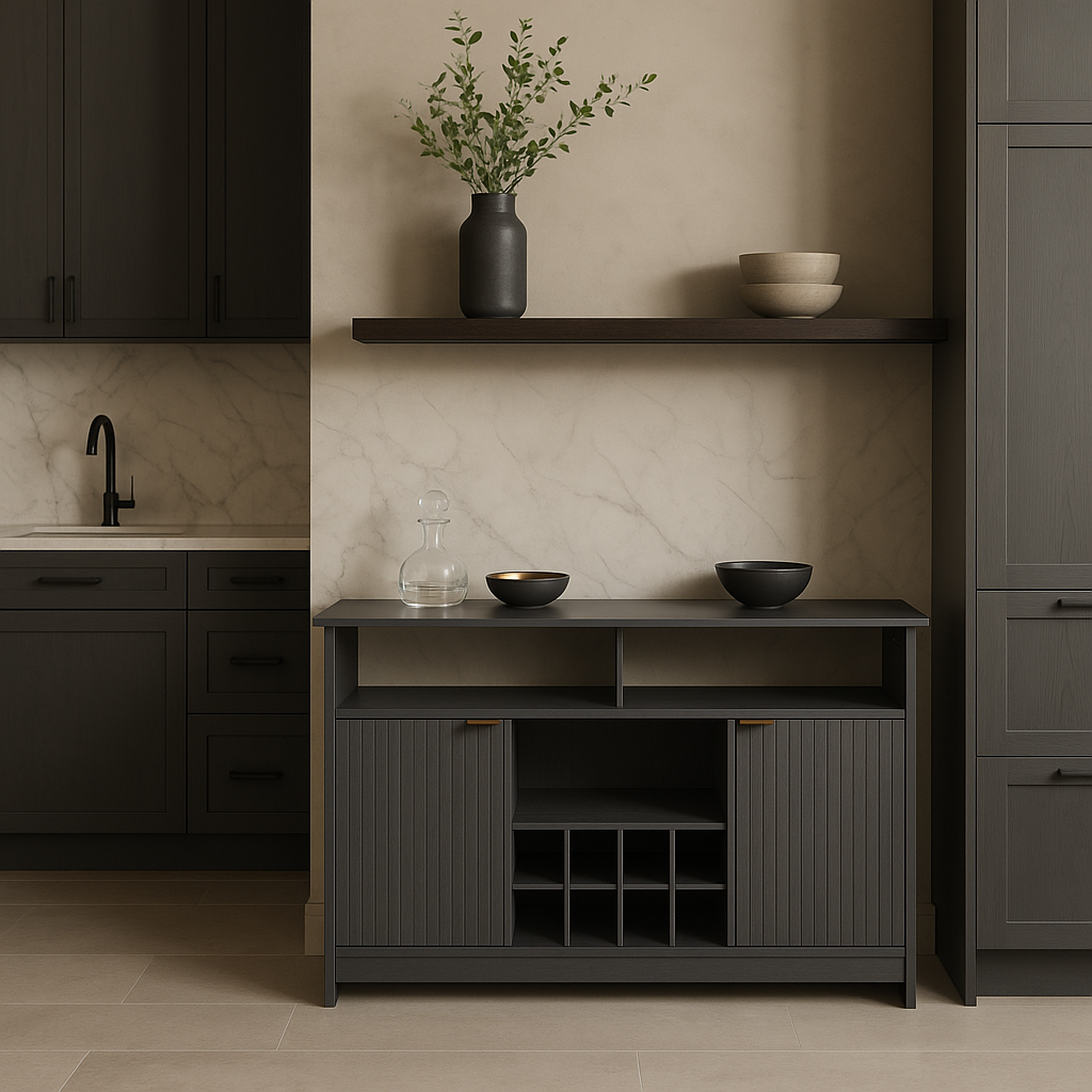 Puluomis Sideboard Buffet Wine Bar Pantry Cabinet with Storage, Gray