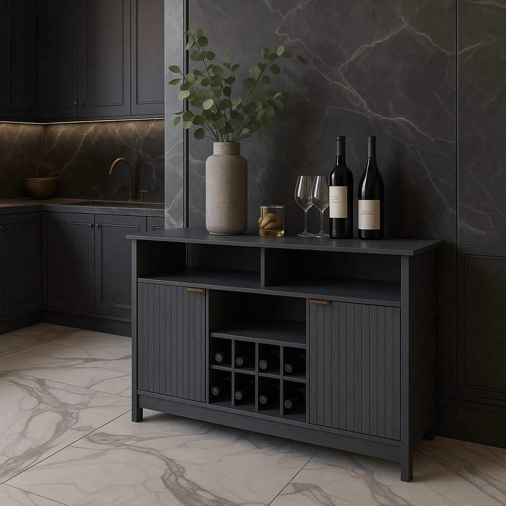 Puluomis Sideboard Buffet Wine Bar Pantry Cabinet with Storage, Gray
