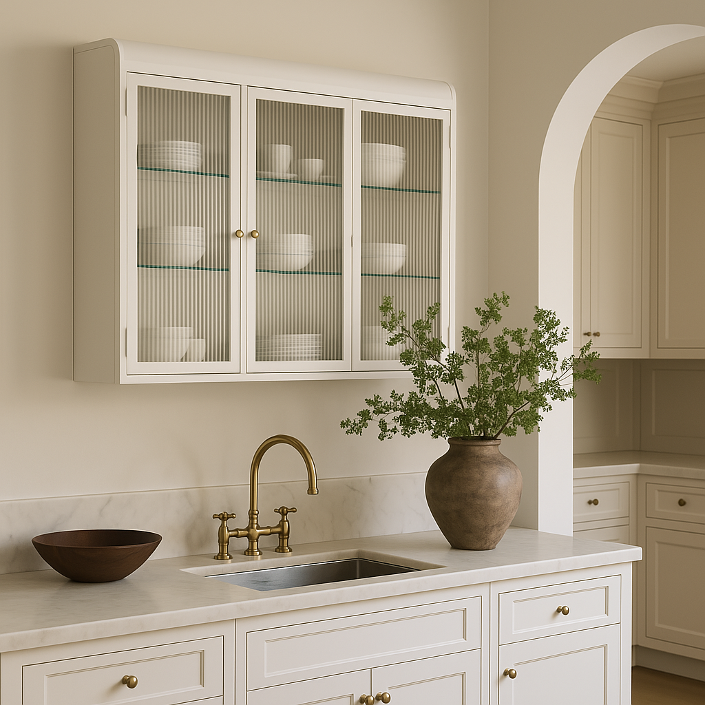 Adrinfly 3-Door Arched Wall-Mounted Glass Cabinet in White