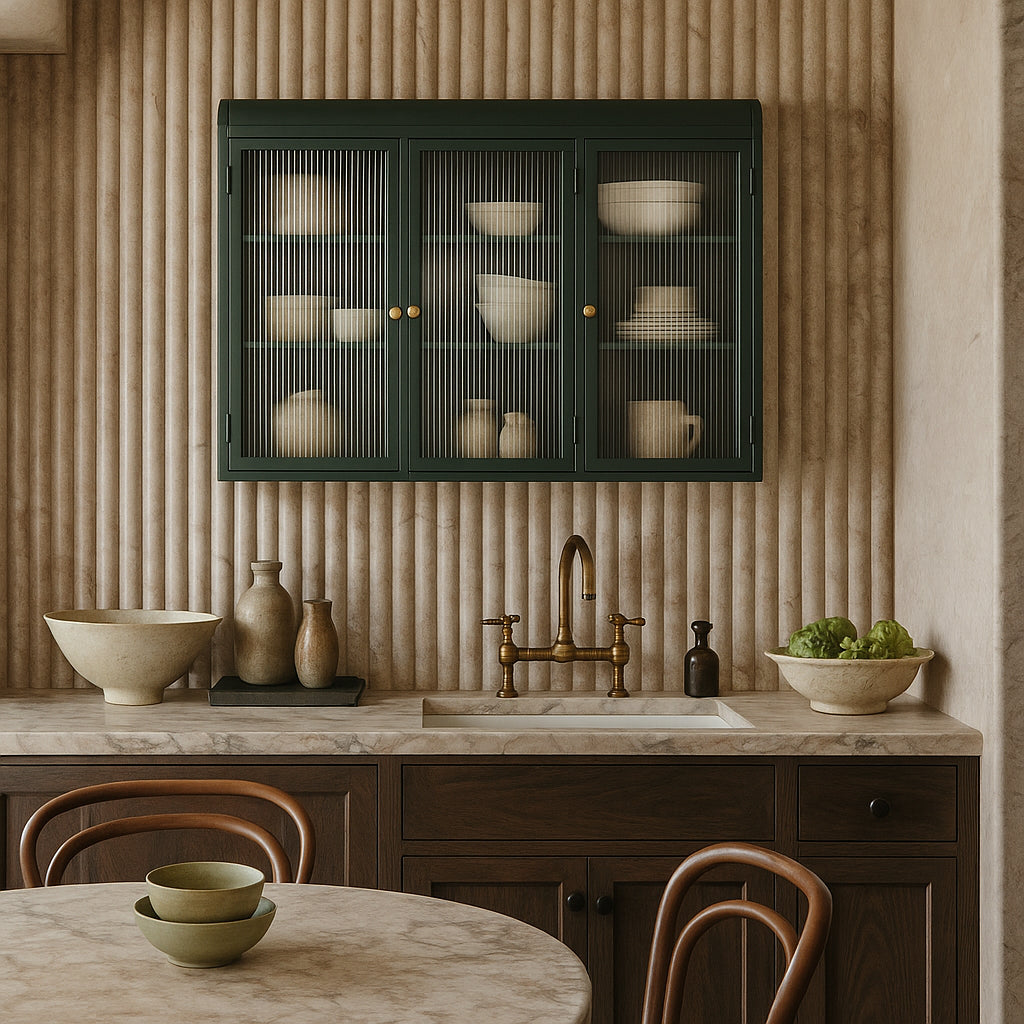 Adrinfly Wall-Mounted Metal Cabinet with Glass Doors, Dark Green