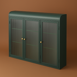 Adrinfly Wall-Mounted Metal Cabinet with Glass Doors, Dark Green