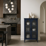 Unbranded Blue Glass Door Kitchen Cabinet - 25.99 in. W x 13.39 in. D x 42.72 in. H