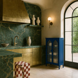 Unbranded Blue Glass Door Kitchen Cabinet - 25.99 in. W x 13.39 in. D x 42.72 in. H
