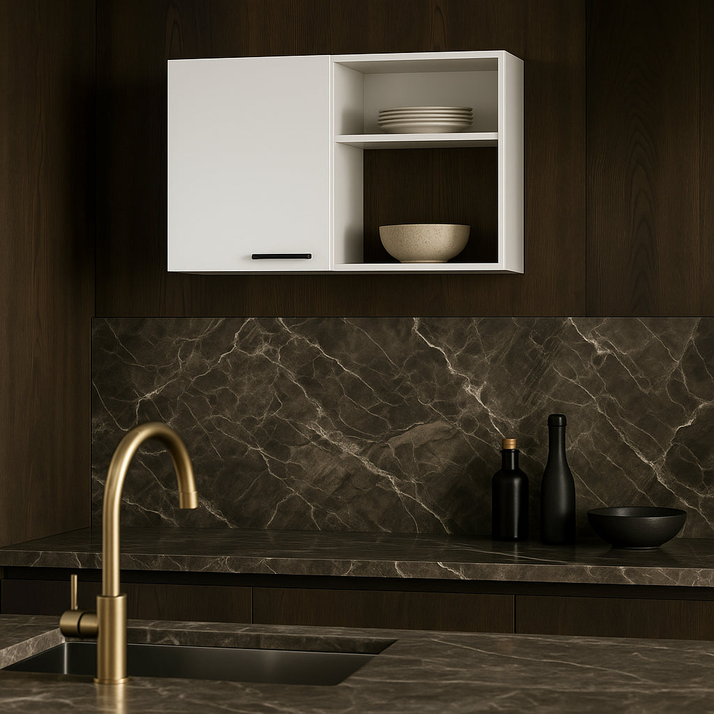 Amucolo White Wood Wall Kitchen Cabinet - 39.37 in. W x 15.75 in. D x 23.62 in. H