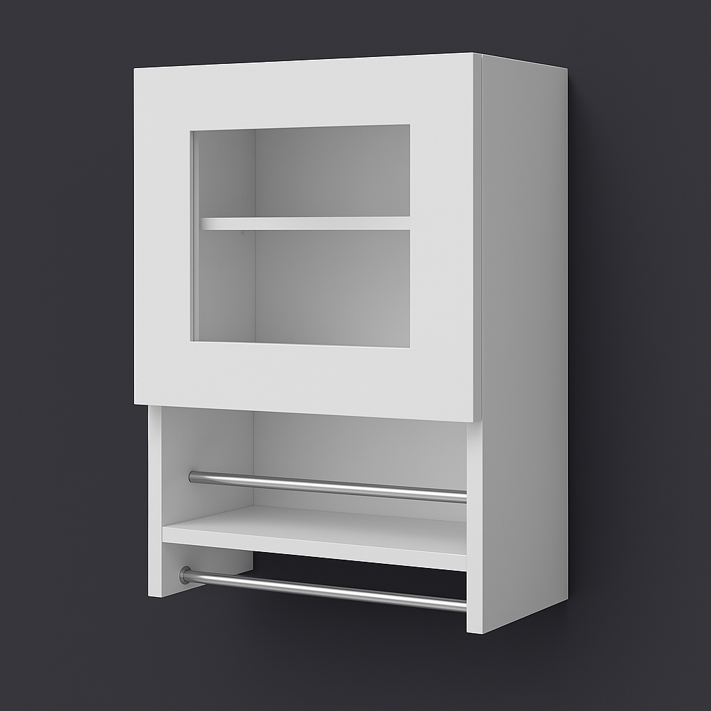 Amucolo White Wall Kitchen Cabinet with Spice and Towel Rack - 19.6 in. W x 13.1 in. D x 28.7 in. H