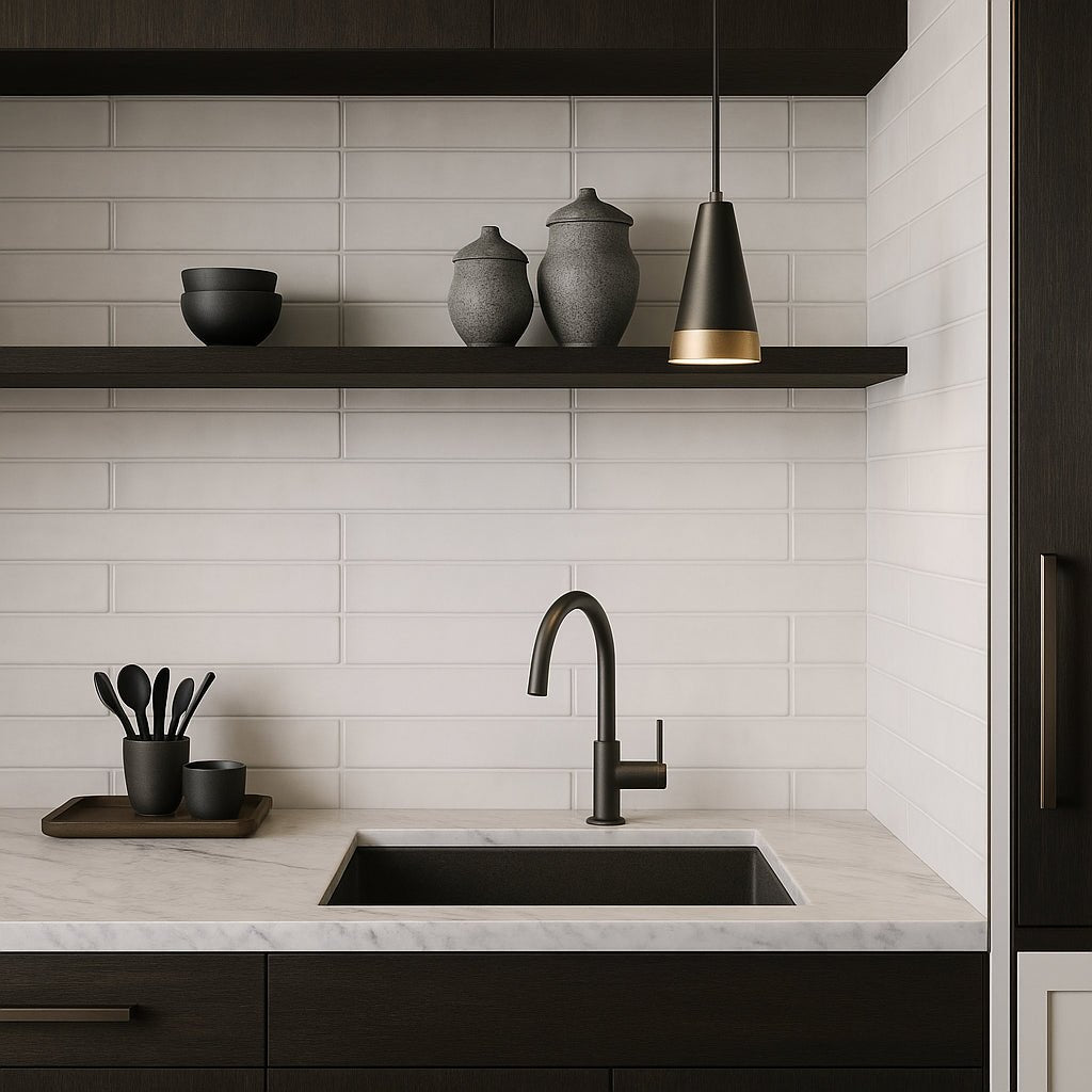 ArtBlock Bianco White 4x16 Matte Porcelain Tile by Stacy Garcia