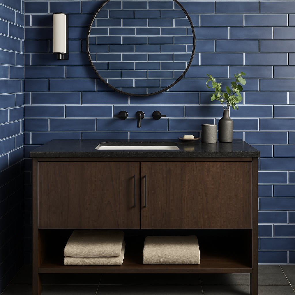 Stacy Garcia ArtBlock Denim Blue 4x16 Matte Porcelain Tile
