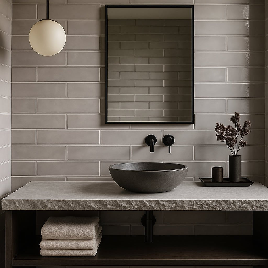 Stacy Garcia ArtBlock Grigio Gray 4x16 Glossy Porcelain Tile