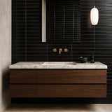 Stacy Garcia ArtBlock Fluted Nero 4x16 Glossy Porcelain Tile