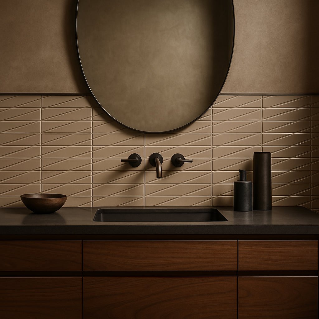 Axelle Dune Beige 3D Glossy Ceramic Subway Tile - 3x12