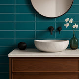 Stacy Garcia Maddox Frame Teal Blue 4x8 Matte Ceramic Subway Wall Tile