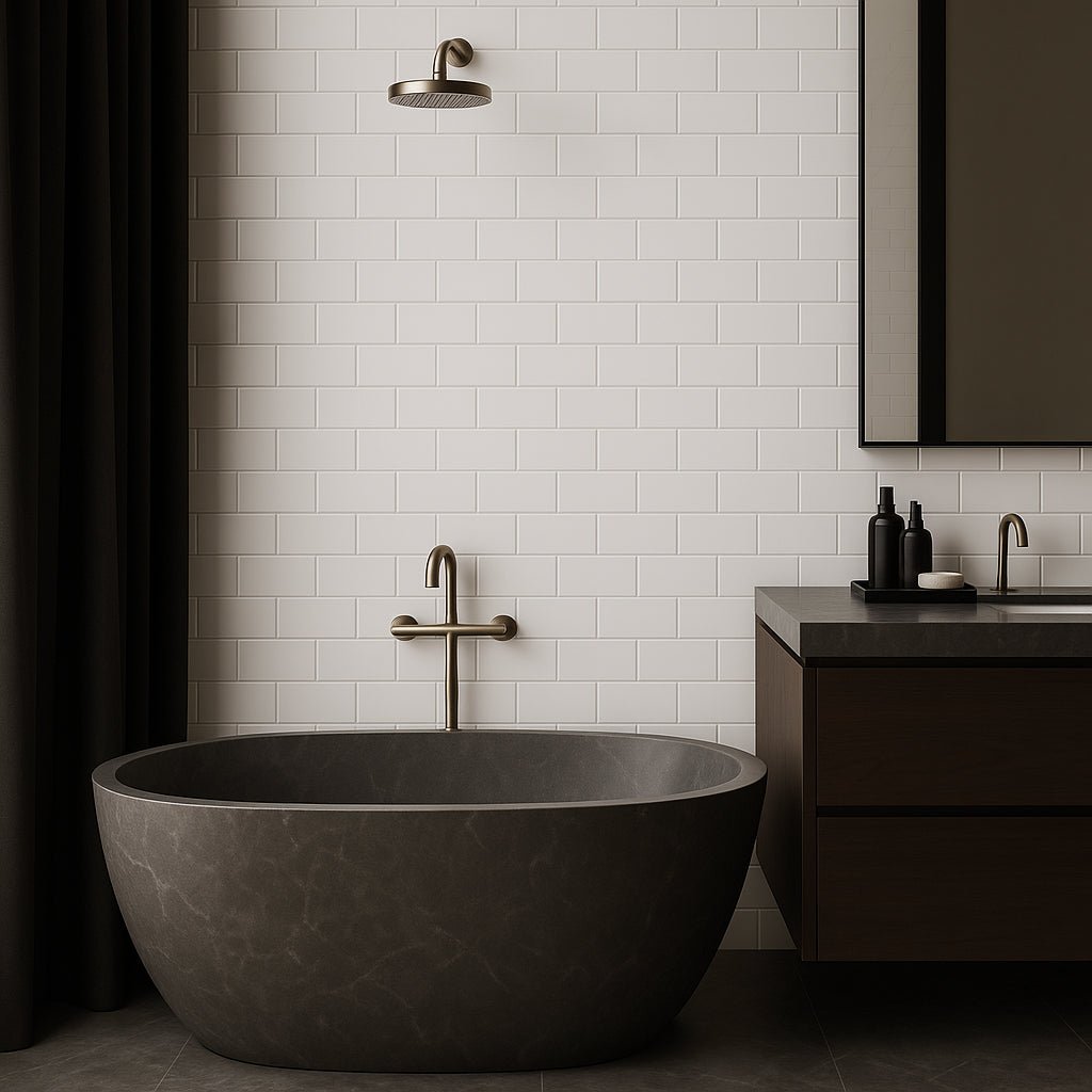 Park Hill Monumental Mist White 3x6 Polished Porcelain Subway Tile