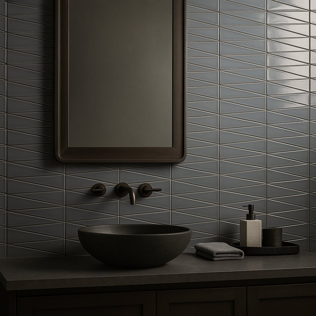 Axelle Misty Gray 3D Glossy Ceramic Subway Tile - 3x12