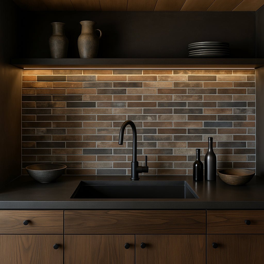 Industrial Red Mix Matte Porcelain Tile - 2x18