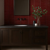 Axelle Ruby Red 3D Glossy Ceramic Subway Tile - 3x12