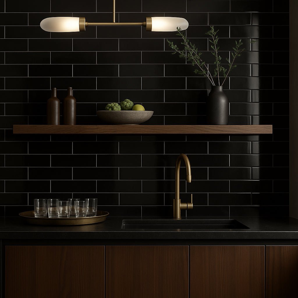 Park Hill Black 4x12 Polished Porcelain Subway Tile