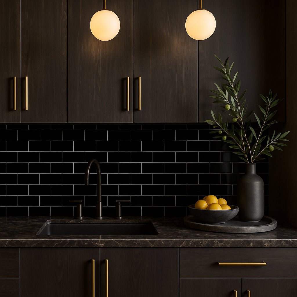 Park Hill Black 3x6 Polished Porcelain Subway Tile - Tilebar