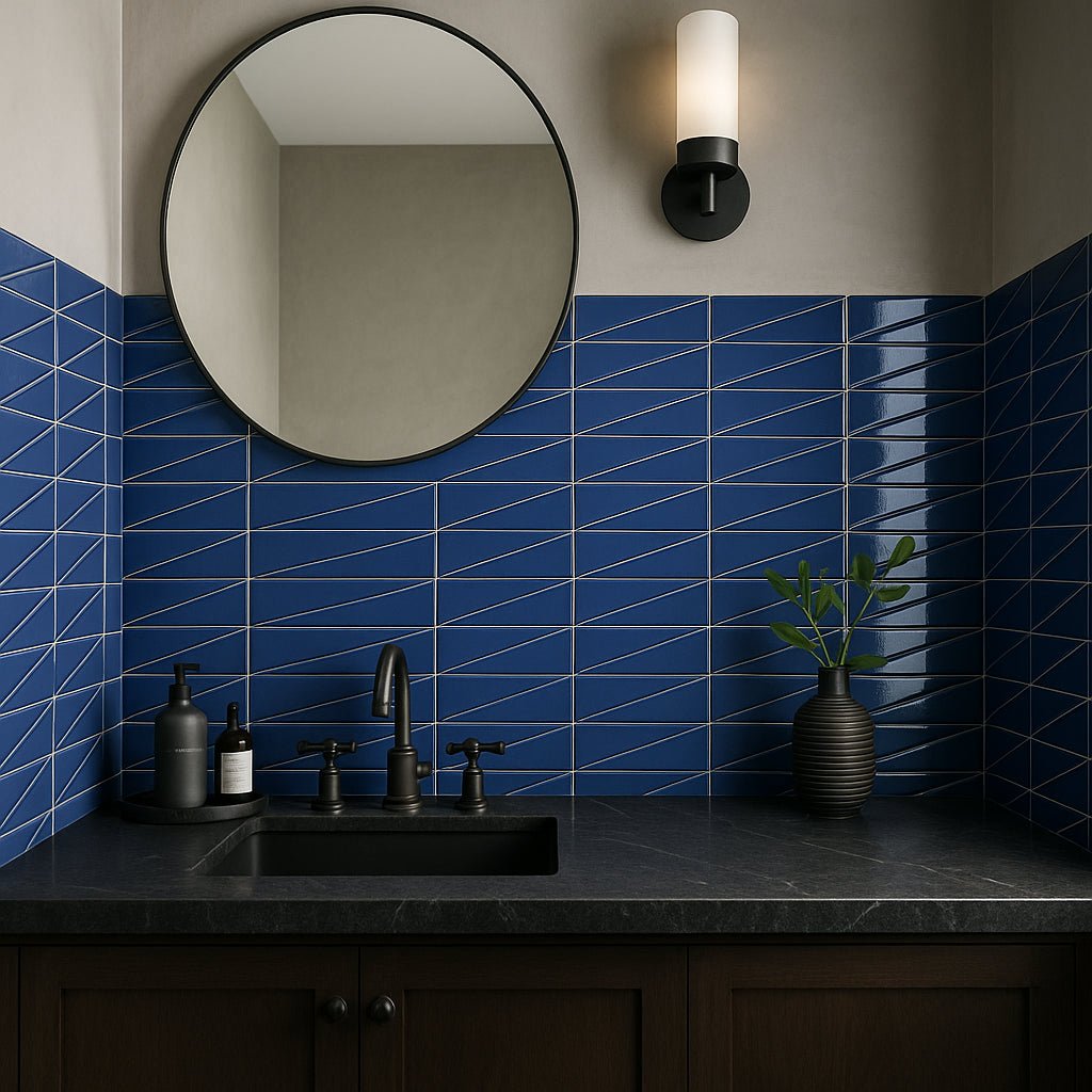 Axelle Azure Blue 3D Glossy Ceramic Subway Tile - 3x12