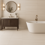 Montalcino Traverse Sand Polished Porcelain Tile - 12 x 24, Stone Look, Waterproof