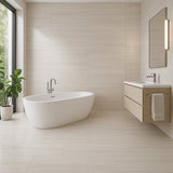 Montalcino Traverse Sand Polished Porcelain Tile - 12 x 24, Stone Look, Waterproof