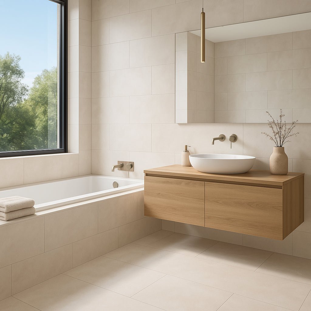 Vetta Elements Luxe Sand Matte Porcelain Tile - 24 x 48 Cement Look, Matte Finish, Indoor/Outdoor Use
