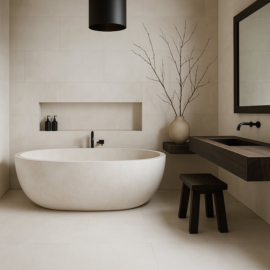 Vetta Elements Luxe Sand Matte Porcelain Tile - 24 x 48 Cement Look, Matte Finish, Indoor/Outdoor Use