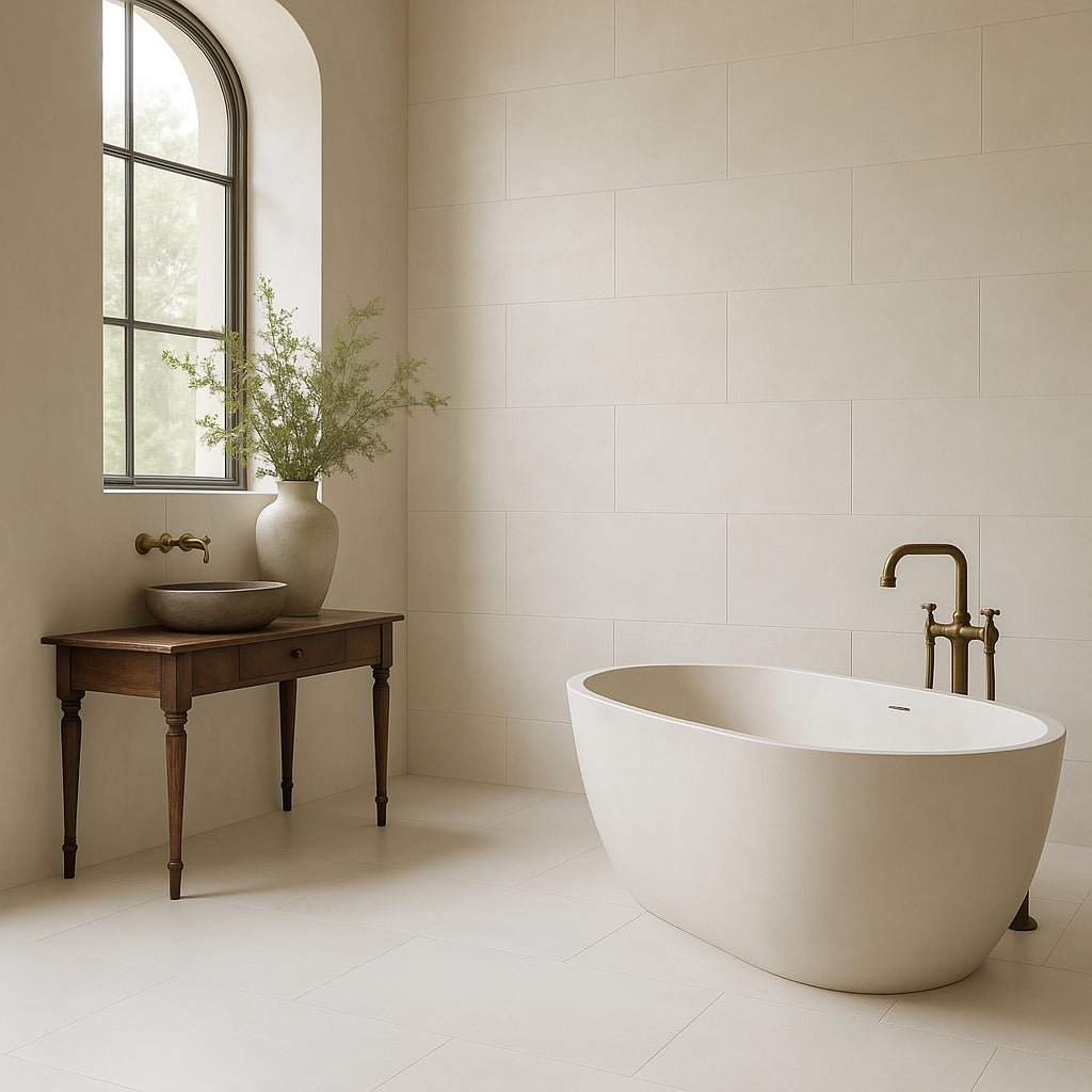 Vetta Elements Luxe Sand Matte Porcelain Tile - 24 x 48 Cement Look, Matte Finish, Indoor/Outdoor Use