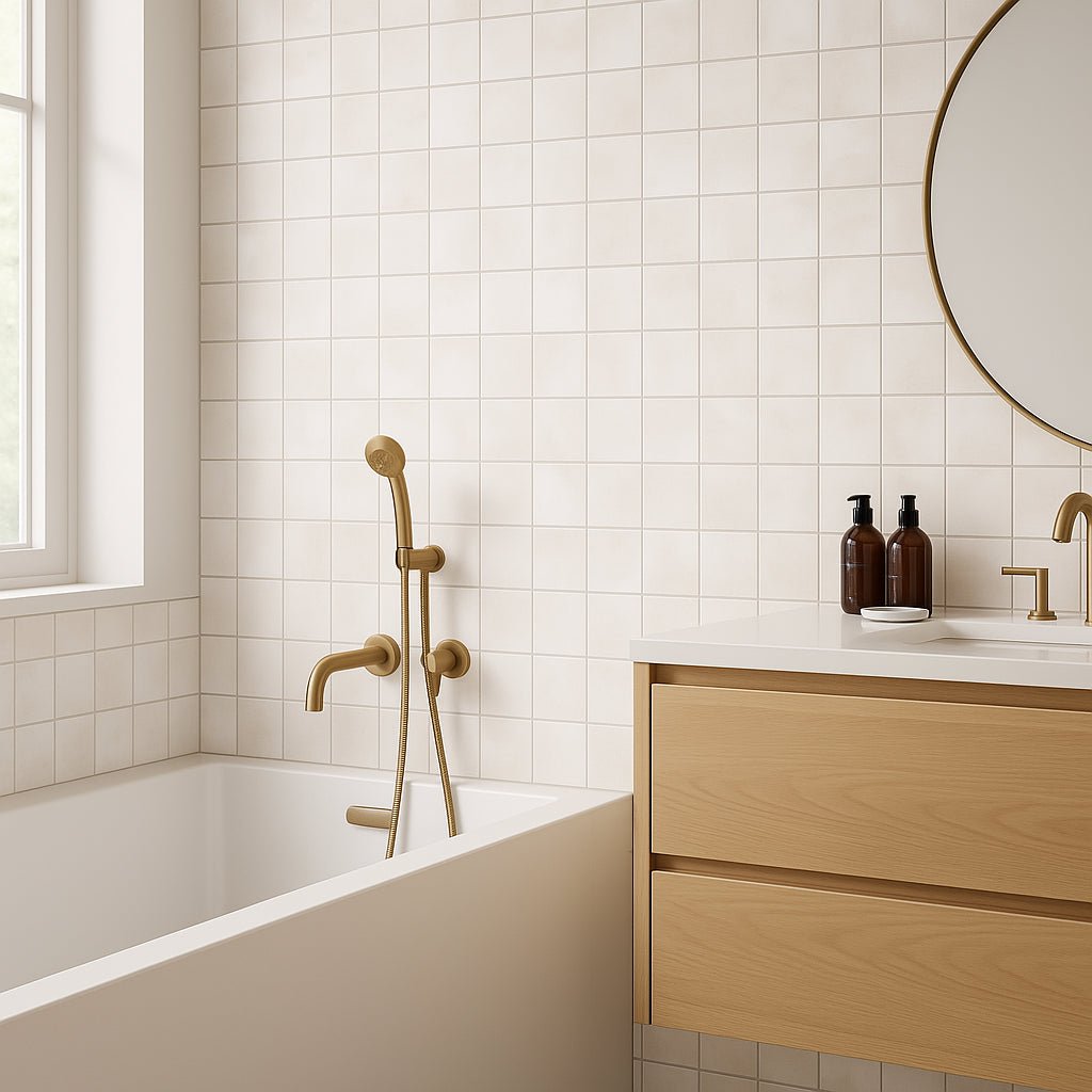 Vetta Elements Luxe Sand Square Matte Porcelain Mosaic Tile 12x12 - Durable Cement Look