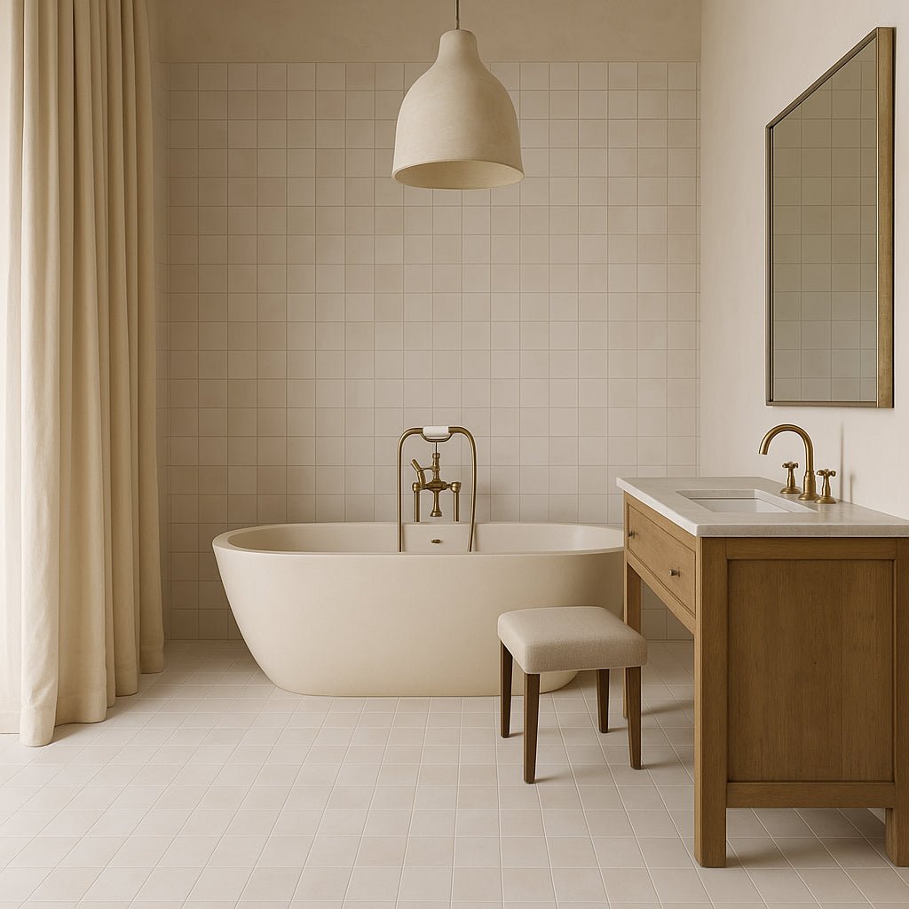 Vetta Elements Luxe Sand Square Matte Porcelain Mosaic Tile 12x12 - Durable Cement Look