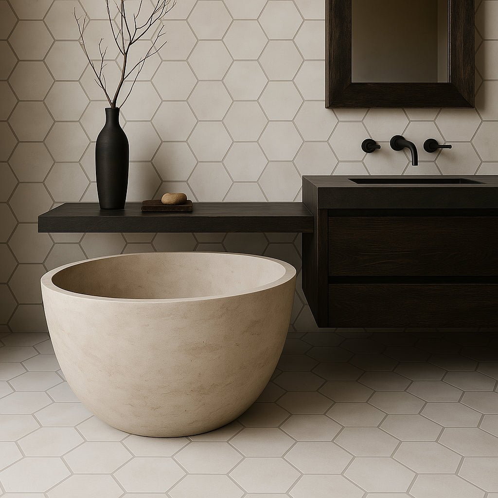 Vetta Elements Luxe Sand Hexagon Matte Porcelain Mosaic Tile - 12 x 12, Matte Finish, Durable and Waterproof