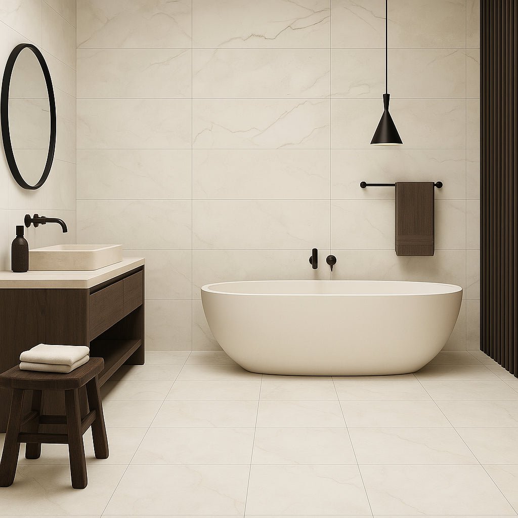 Montalcino Hera Linen Matte Porcelain Tile - 15 x 30, Stone Look, Durable and Waterproof