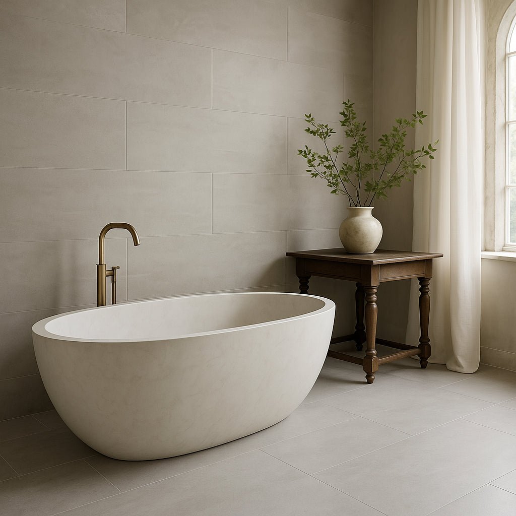 Montalcino Acadia Gray Matte Porcelain Tile - 24 x 48 Inches, Durable Stone Look, Waterproof Design