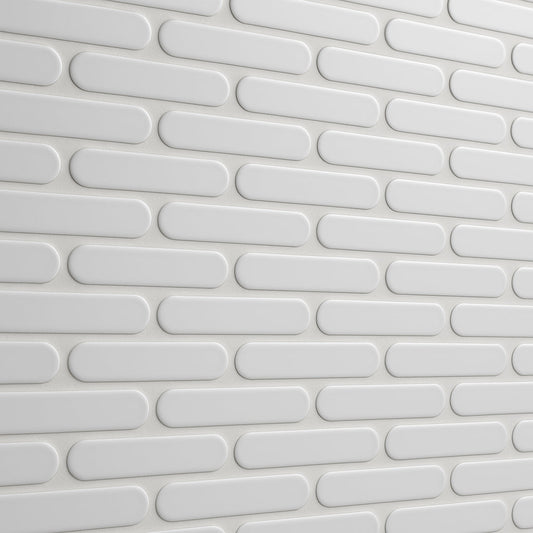 Festival White Elongated Oval Porcelain Mosaic Tile 15 x 12 - High Gloss Finish