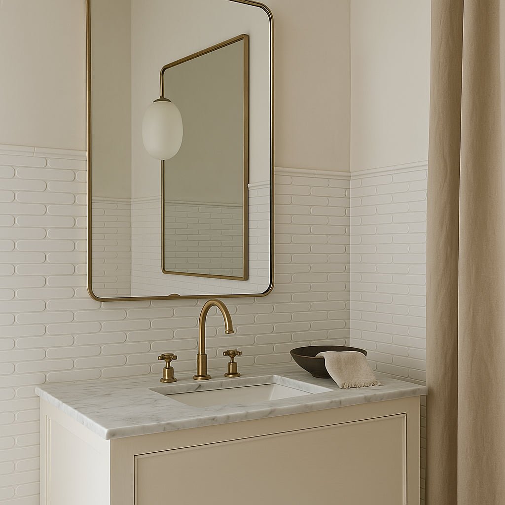 Festival White Elongated Oval Porcelain Mosaic Tile 15 x 12 - High Gloss Finish