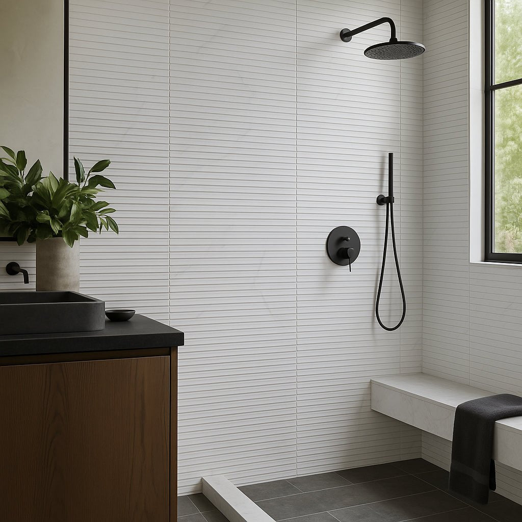 San Giorgio Calacatta Blanc Fluted Ceramic Textured Tile - 18 x 48