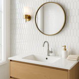 Festival White Scallop Porcelain Mosaic Tile - 13 x 13 Inches, High Gloss Finish, Durable Porcelain