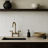 Festival Glossy White Herringbone Porcelain Mosaic Tile - 11 x 12
