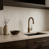 Festival Glossy White Herringbone Porcelain Mosaic Tile - 11 x 12