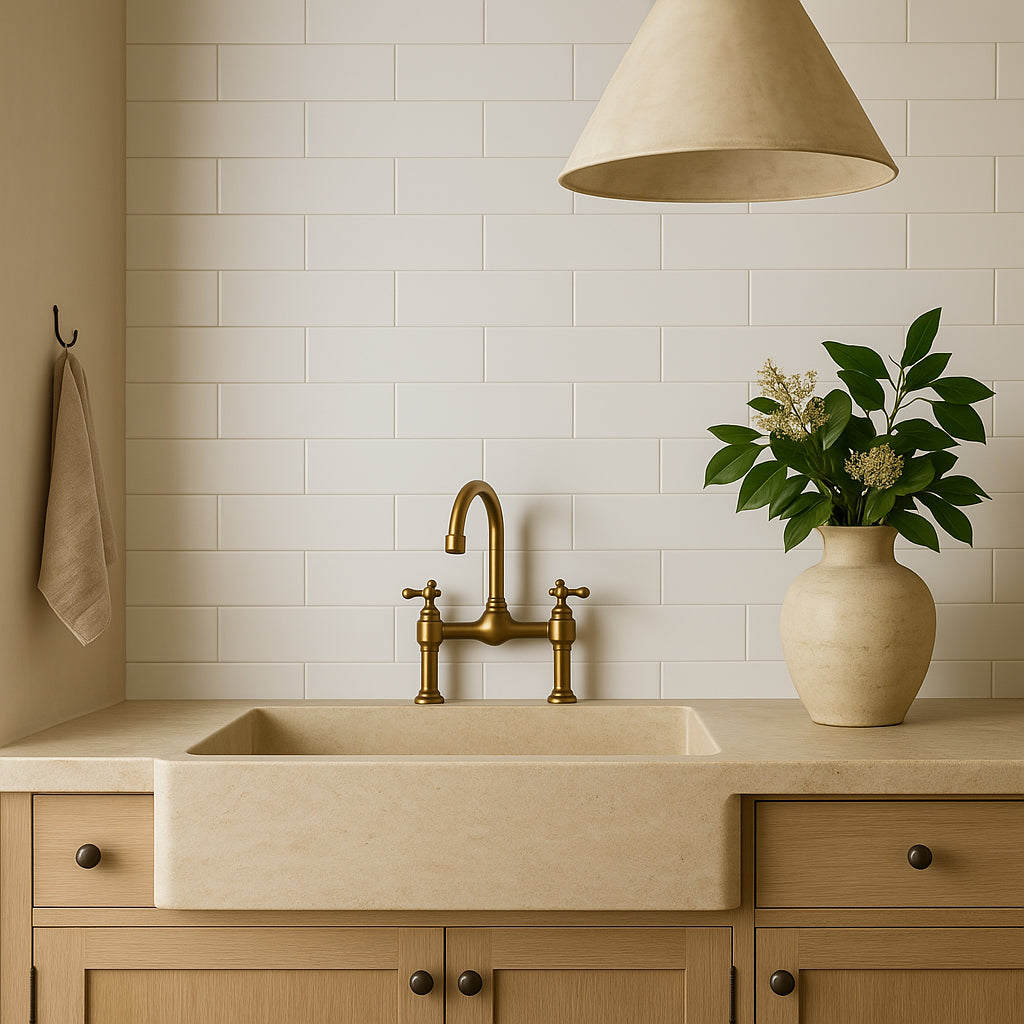 Canvas Meringue Matte Ceramic Tile - 4 x 16 Inches