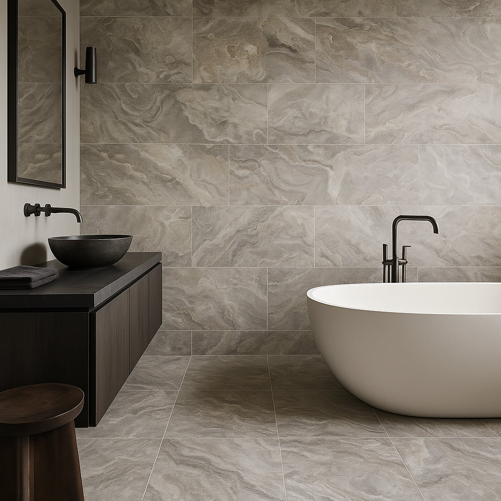 Pianetto Mylos Greige Polished Porcelain Tile - 30x60
