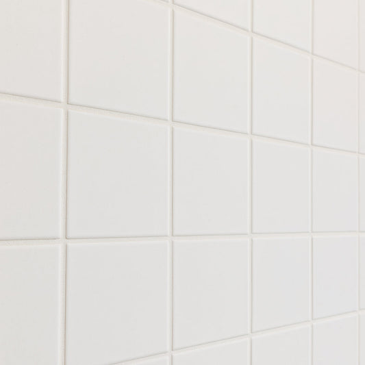 Festival White Square Matte Porcelain Mosaic Tile - 12x12